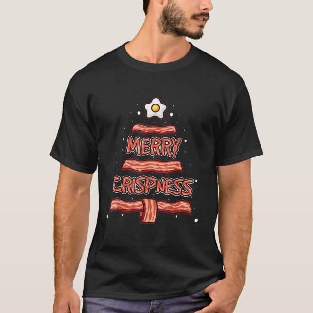 Merry Crispness Oh Bacon Träd BBQ Ugly jul S T Shirt (Framsida)