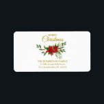 Merry Cristmas Quote med Poinsettias Adressetikett<br><div class="desc">Denna julinspirerade utformning med poinsettias, löv och holly blir perfekt till använda om inslag i ert evenemang under julens helgdagar. Om du inte hittar vad du är tittar för eller behöver någon form av ändring kontaktar du mig och jag gör det åt dig. VIKTIGT MEDDELANDE: Ibland kan det vara svårt...</div>