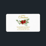 Merry Cristmas Quote med Poinsettias Adressetikett<br><div class="desc">Denna julinspirerade utformning med poinsettias, löv och holly blir perfekt till använda om inslag i ert evenemang under julens helgdagar. Om du inte hittar vad du är tittar för eller behöver någon form av ändring kontaktar du mig och jag gör det åt dig. VIKTIGT MEDDELANDE: Ibland kan det vara svårt...</div>