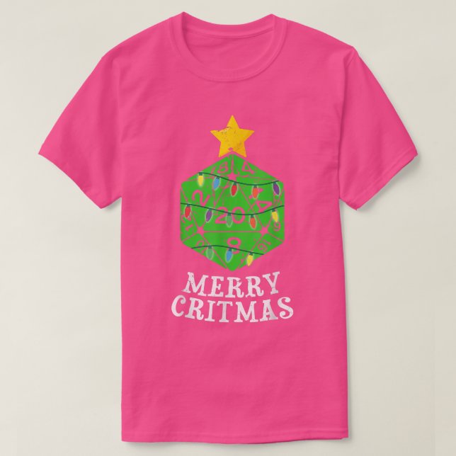 Merry Critmas 20 Sided Dice RPG-Helgdag - jul  T Shirt (Design framsida)
