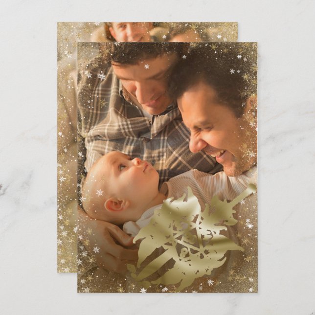 Merry Critmas | Guld Fantasy Tabletop PnP 2-Photo Julkort (Fram/baksida)