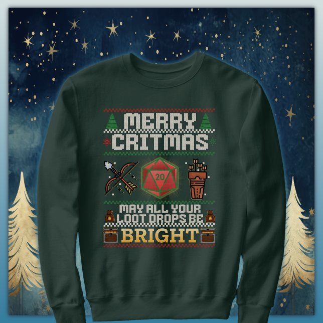 Merry Critmas Loot Drop | Archer Ugly Sweater Lång Ärmad Tröja (Skapare uppladdad)