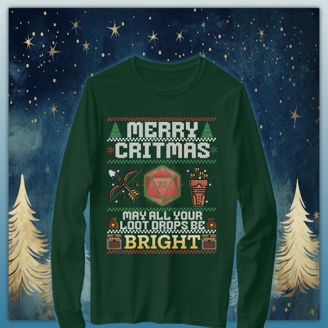 Merry Critmas Loot Drop | Archer Ugly Sweater T Shirt (Skapare uppladdad)