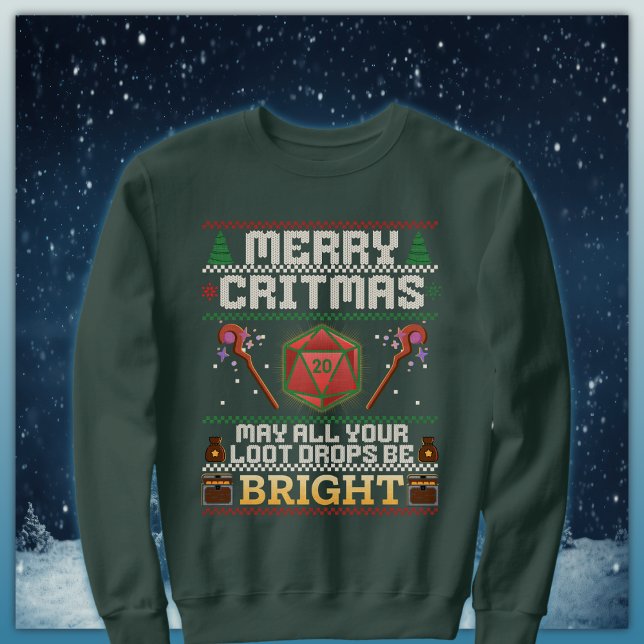 Merry Critmas Loot Drop | Healer Ugly Sweater T Shirt (Skapare uppladdad)
