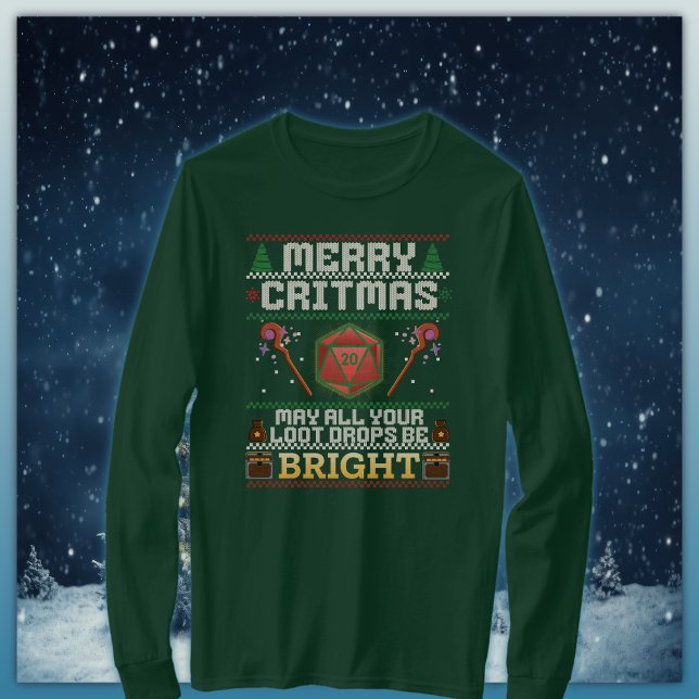 Merry Critmas Loot Drop | Healer Ugly Sweater T Shirt (Skapare uppladdad)