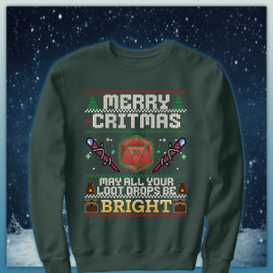 Merry Critmas Loot Drop   Mage Ugly Sweater T Shirt