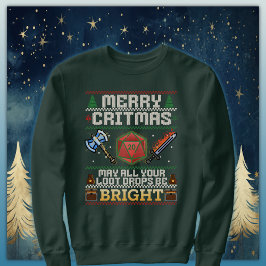 Merry Critmas Loot Drop | Varrior Ugly Sweater Lång Ärmad Tröja