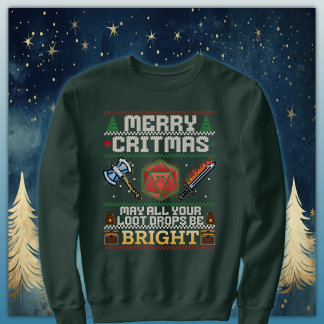 Merry Critmas Loot Drop | Varrior Ugly Sweater Lång Ärmad Tröja