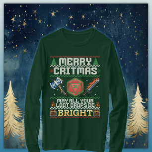 Merry Critmas Loot Drop   Varrior Ugly Sweater T Shirt