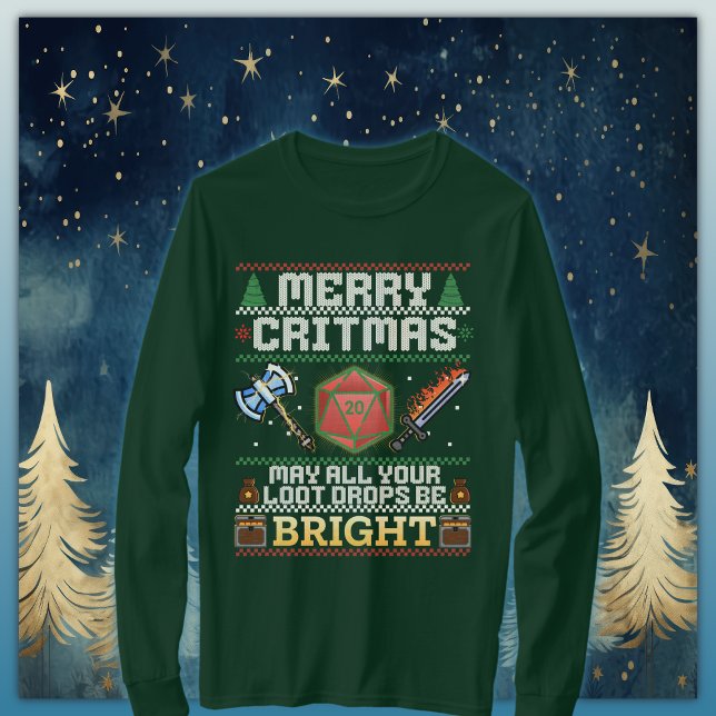 Merry Critmas Loot Drop | Varrior Ugly Sweater T Shirt (Skapare uppladdad)