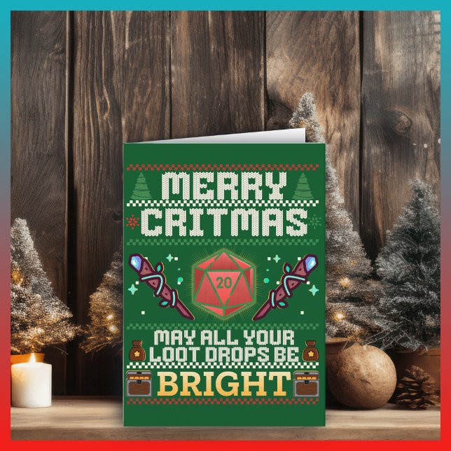 Merry Critmas | Mage Ugly Sweater Design Blank Kort (Skapare uppladdad)