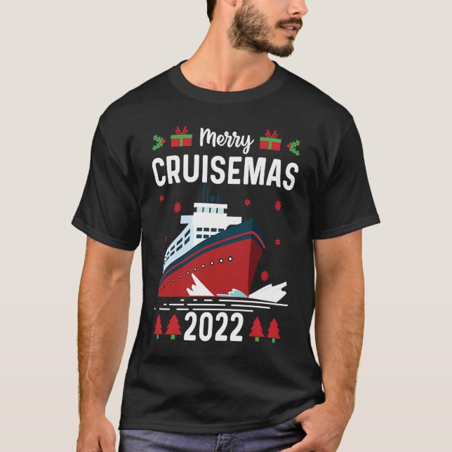 Merry Cruisemas 2022 Family Cruise Christmas  Boat T Shirt (Framsida)