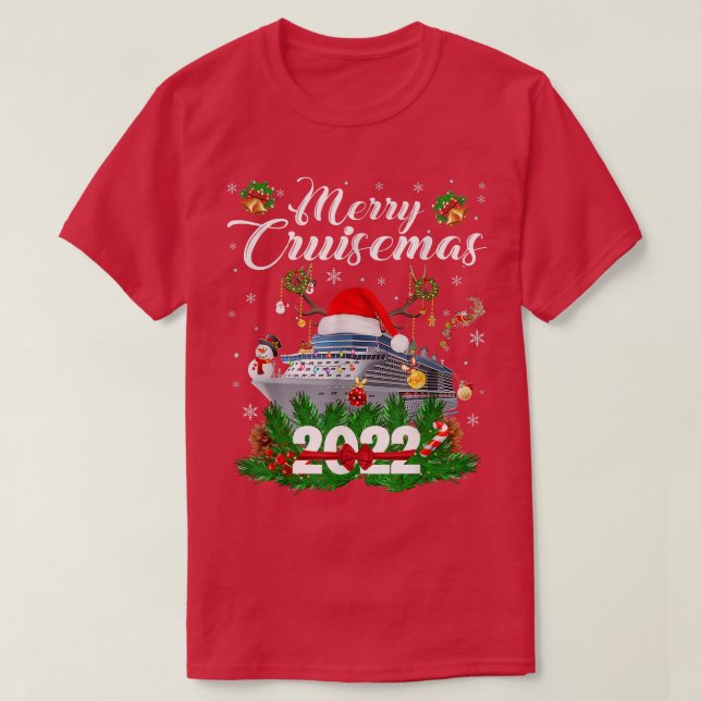 Merry Cruisemas 2022 Family Cruise God-julfonen T Shirt (Design framsida)