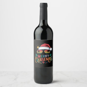 Merry Cruisemas 2024 jul Santa Reindeer Vinflaska Etikett