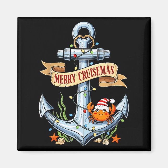 Merry Cruisemas 2025 Nautical Cruise Christmas Fam Magnet (Framsidan)