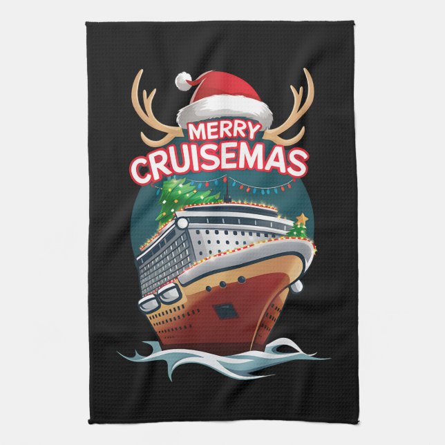 Merry Cruisemas Cruise Frakt Family julfjällnyj Kökshandduk (Vertikal)