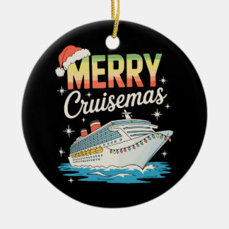 Merry Cruisemas Cruise Ship Xmas Family Christmas Julgransprydnad Keramik