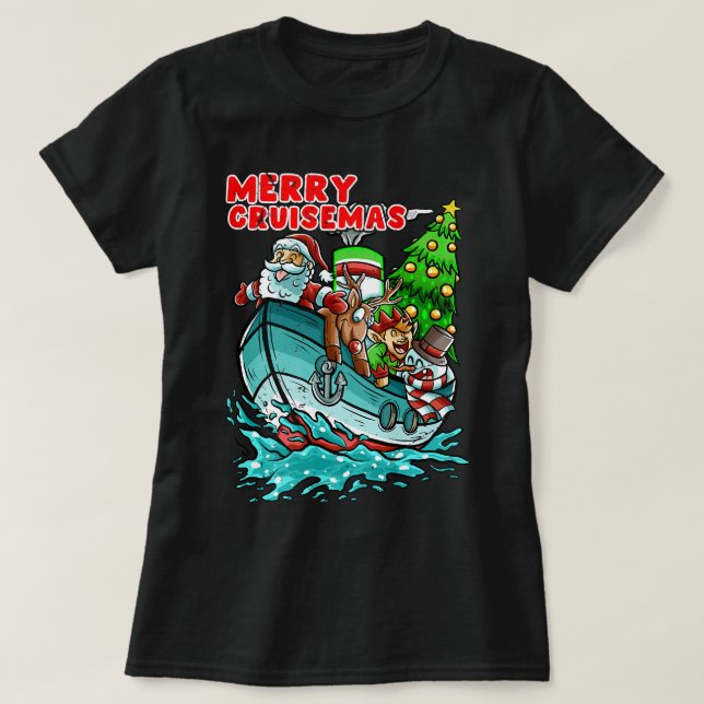 Merry Cruisemas Cruisemas Frakt Jultomten jul T Shirt (Design framsida)