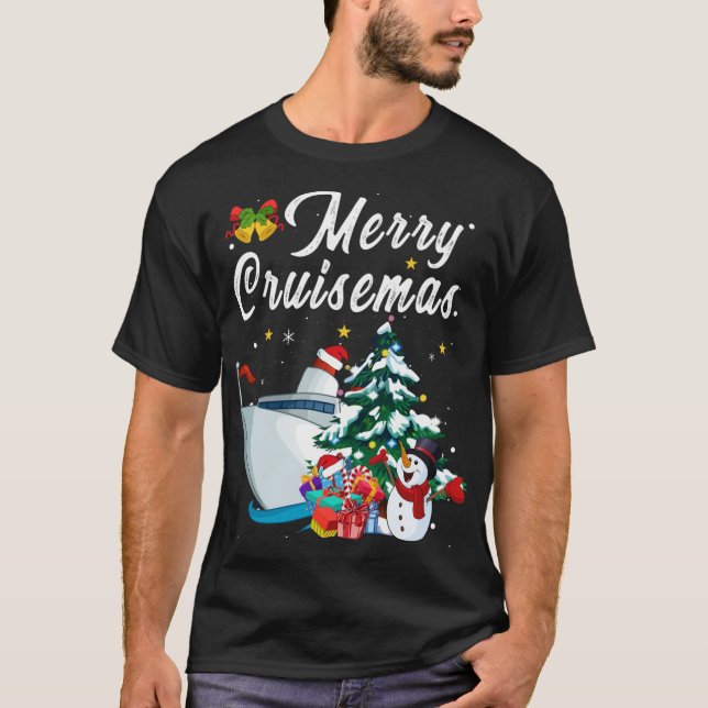 Merry Cruisemas Family Cruise jul Funny Boat T Shirt (Framsida)