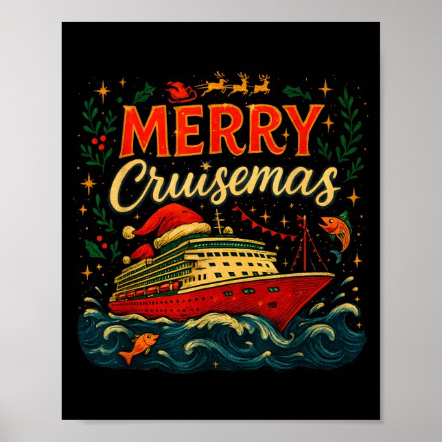 Merry Cruisemas Funny Christmas Cruise Vacation  Poster (Framsidan)