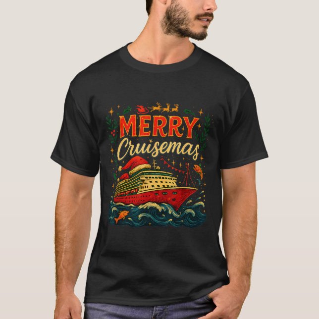 Merry Cruisemas Funny Christmas Cruise Vacation  T Shirt (Framsida)