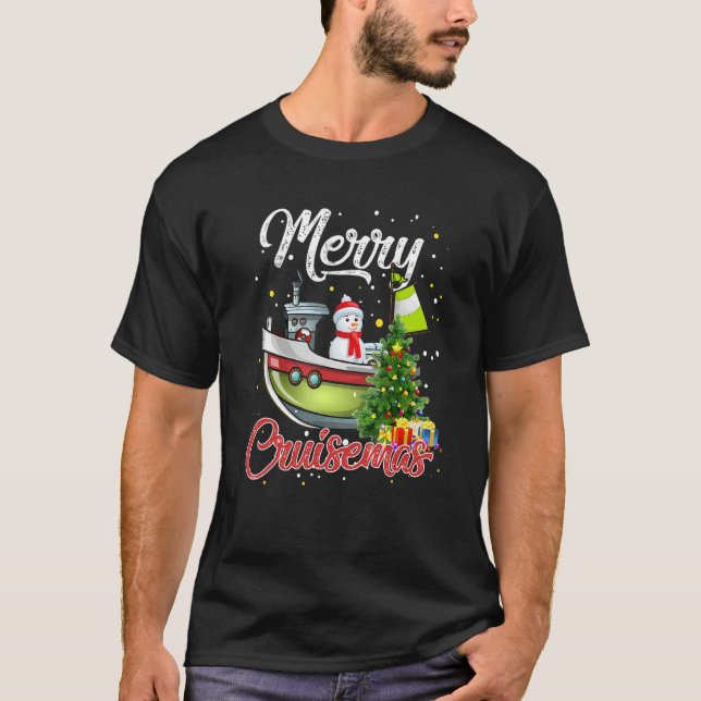 Merry Cruisemas Merry Christmas  Snowman Tree Crui T Shirt (Framsida)