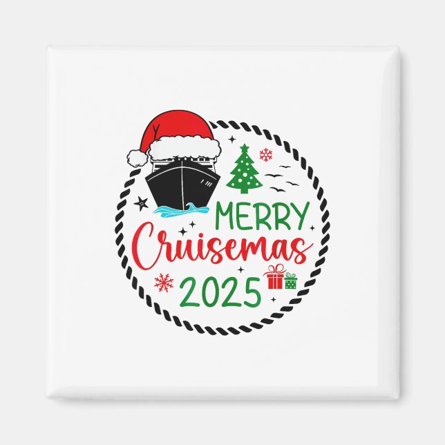Merry Cruisemas Santa Hat Cruise Frakt jul Cr Magnet (Framsidan)