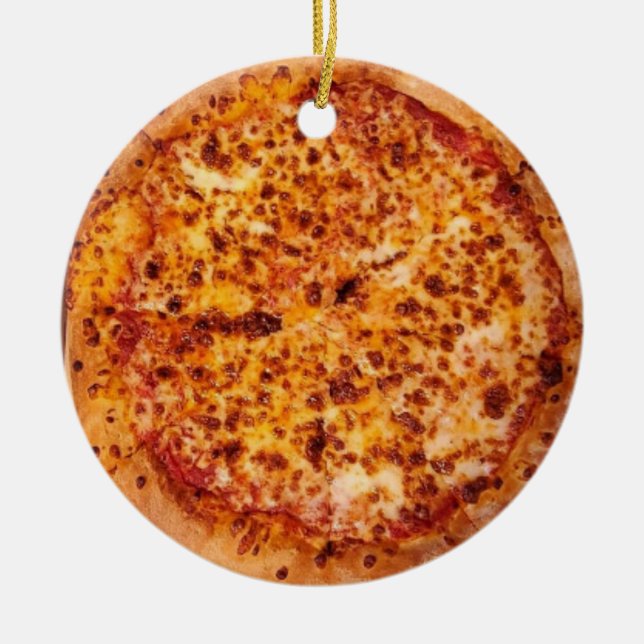Merry Crustmas Deep Dish Cheese Pepperoni Pizza Julgransprydnad Keramik (Framsidan)