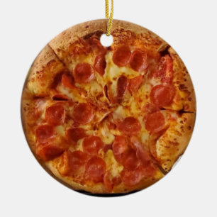 Merry Crustmas Deep Dish Pepperoni Pizza Julgransprydnad Keramik