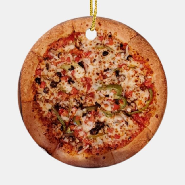 Merry Crustmas Deep Dish Pizza jul Julgransprydnad Keramik (Framsidan)
