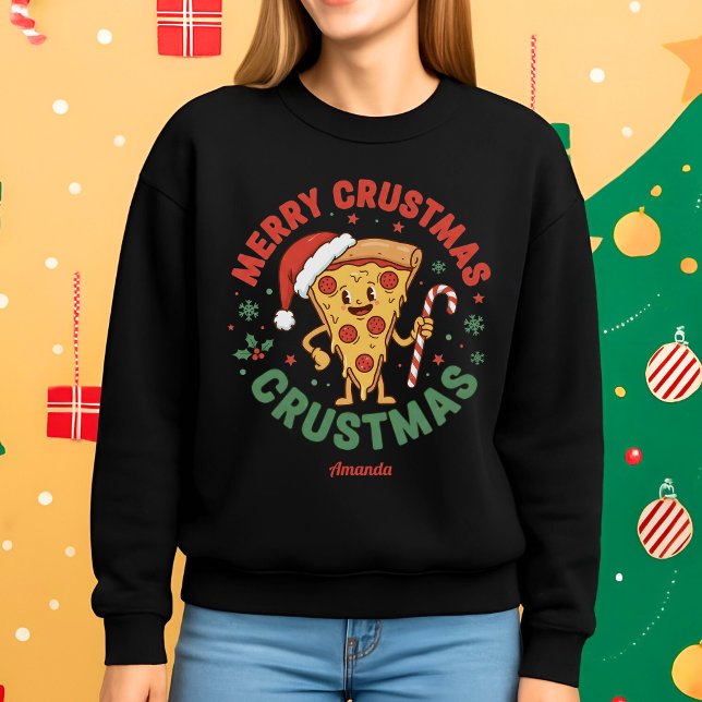Merry Crustmas Funny Pizza Christmas Sweatshirt T Shirt (Skapare uppladdad)