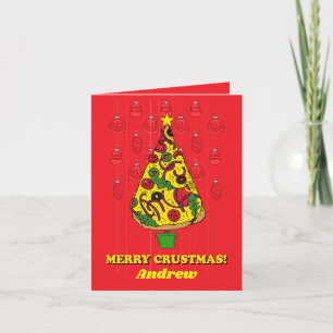 Merry Crustmas Funny Pizza Slice Julgran Helgkort