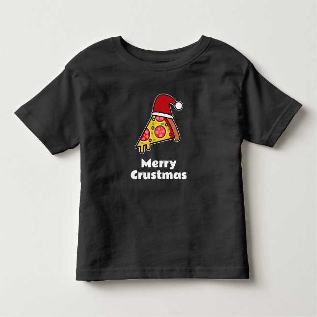 Merry Crustmas FUNNY PIZZA SLICE SANTA T Shirt (Framsida)