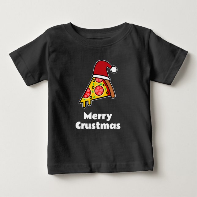 Merry Crustmas FUNNY PIZZA SLICE SANTA T Shirt (Framsida)