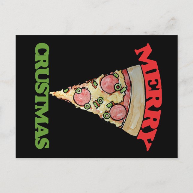 Merry Crustmas julpizza Helg Vykort (Framsida)