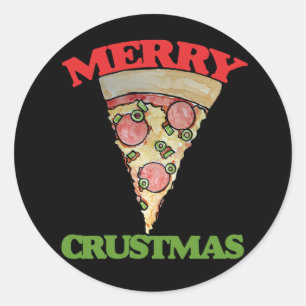 Merry Crustmas julpizza Runt Klistermärke
