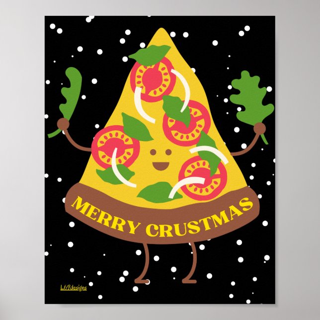 MERRY CRUSTMAS lustiga julklapp pizzapåpidé Poster (Framsidan)