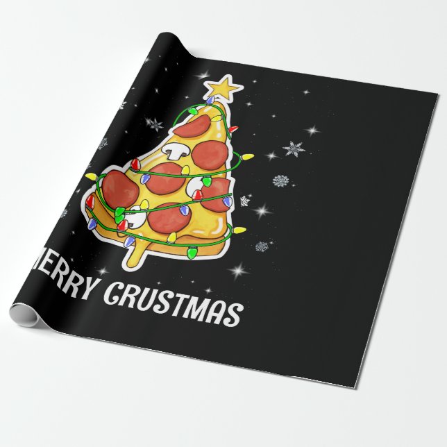Merry Crustmas Pizza Christmas Tree Xmas Gifts Presentpapper (Utrullad)