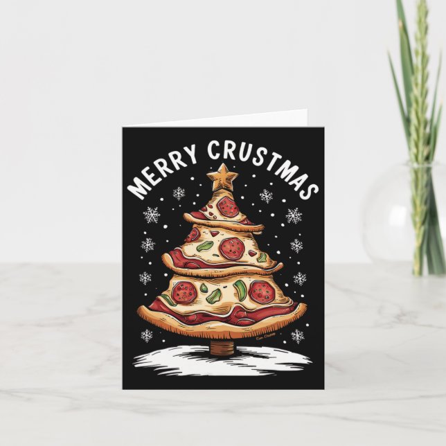 Merry Crustmas Pizza Julgran Julafton Funny Piz Kort (Framsida)