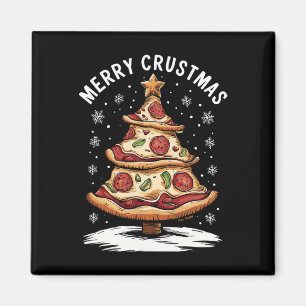 Merry Crustmas Pizza Julgran Julafton Funny Piz Magnet