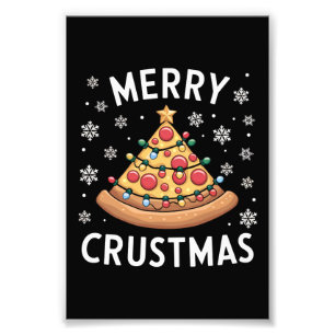 Merry Crustmas Pizza Julgran Julafton Gifts Fototryck