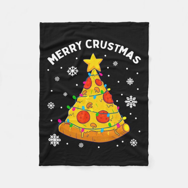 Merry Crustmas Pizza Julgran Julafton Gifts Kid Fleecefilt (Framsidan)