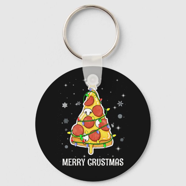 Merry Crustmas Pizza Julgran Julafton Gifts Nyckelring (Framsida)