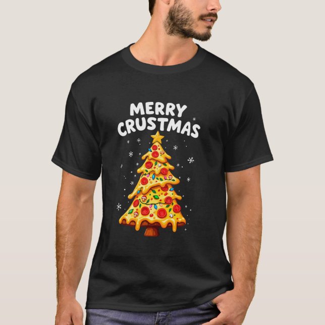 Merry Crustmas Pizza Julgran Julafton Pizza Lov T Shirt (Framsida)
