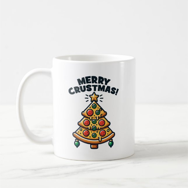 Merry Crustmas Pizza Träd - Nyj jul Kaffemugg (Vänster)