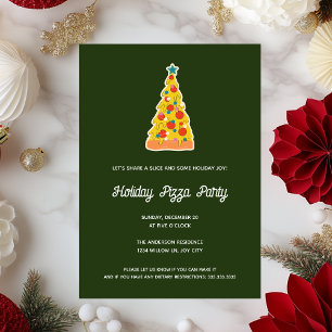 Merry Crustmas Roligt Grönt jul Pizza Party Inbjudningar