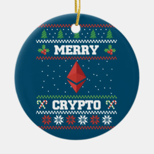 Merry Crypto Etherum Ugly jul Sweater Julgransprydnad Keramik