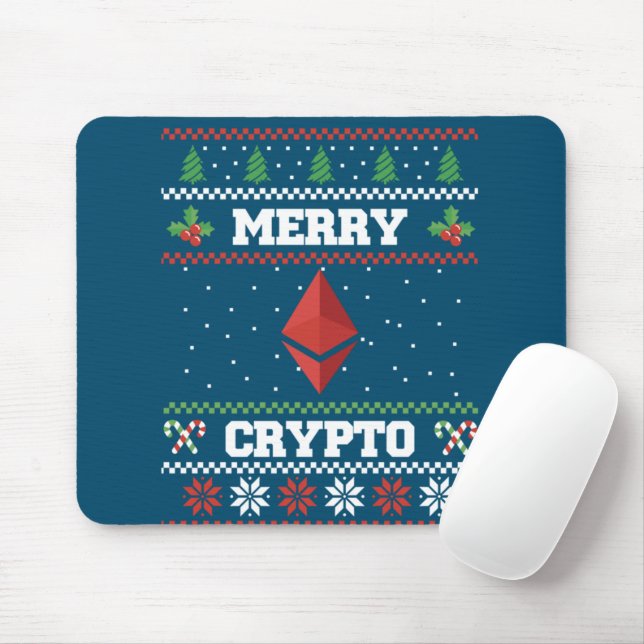 Merry Crypto Etherum Ugly jul Sweater Musmatta (Med mus)