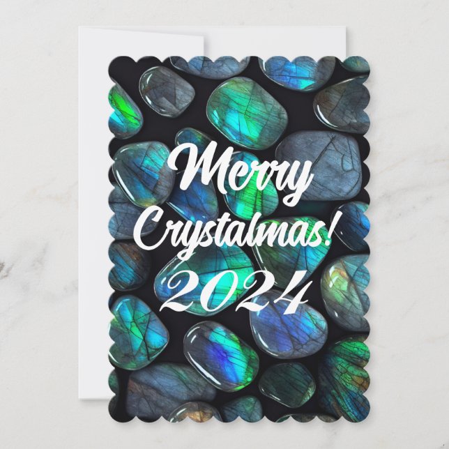 Merry Crystalmas 2024 Blue Labour Crystal Julkort (Framsida)