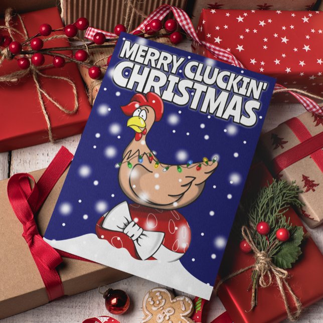 Merry Cturin's jul Funny Festive Chicken Helgkort (Skapare uppladdad)